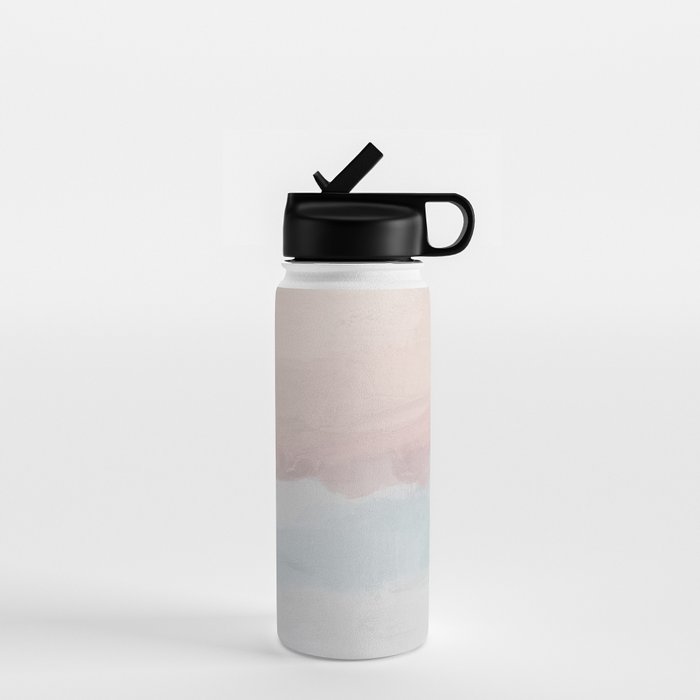 Soothing Seas II - Soft Pink Blue Sunrise Horizon Ocean for Nursery II Abstract Coastal Painting Art Water Bottle Gallery Image 1