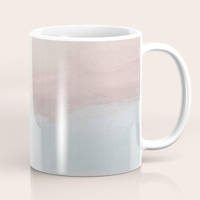 Soothing Seas II - Soft Pink Blue Sunrise Horizon Ocean for Nursery II Abstract Coastal Painting Art Coffee Mug Gallery Image 1