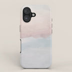 Soothing Seas II - Soft Pink Blue Sunrise Horizon Ocean for Nursery II Abstract Coastal Painting Art iPhone Case Gallery Image 1