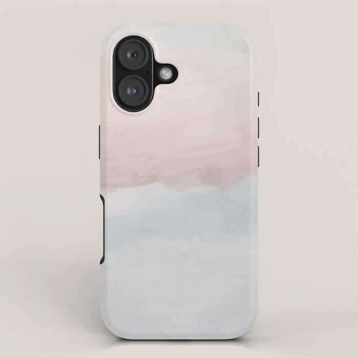 Soothing Seas II - Soft Pink Blue Sunrise Horizon Ocean for Nursery II Abstract Coastal Painting Art iPhone Case Gallery Image 1