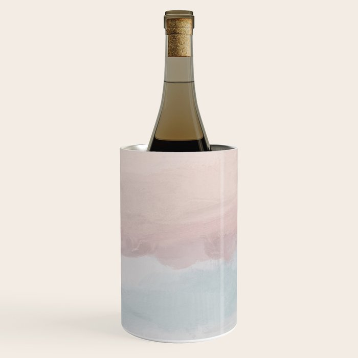 Soothing Seas II - Soft Pink Blue Sunrise Horizon Ocean for Nursery II Abstract Coastal Painting Art Wine Chiller Gallery Image 1