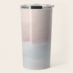 Soothing Seas II - Soft Pink Blue Sunrise Horizon Ocean for Nursery II Abstract Coastal Painting Art Travel Mug Gallery Image 1