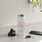 Soothing Seas II - Soft Pink Blue Sunrise Horizon Ocean for Nursery II Abstract Coastal Painting Art Water Bottle Gallery Image 4