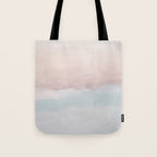 Soothing Seas II - Soft Pink Blue Sunrise Horizon Ocean for Nursery II Abstract Coastal Painting Art Tote Bag Gallery Image 1