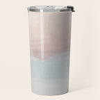 Soothing Seas II - Soft Pink Blue Sunrise Horizon Ocean for Nursery II Abstract Coastal Painting Art Travel Mug Gallery Image 2