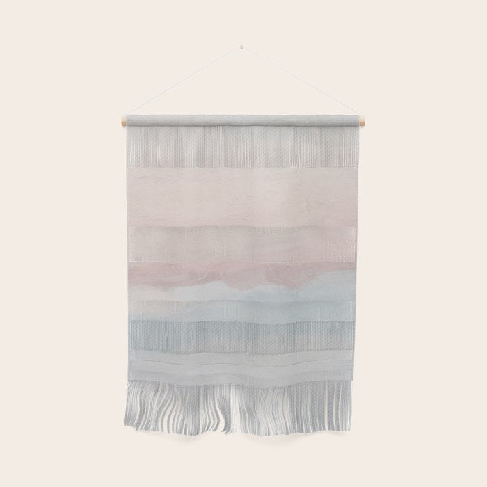 Soothing Seas II - Soft Pink Blue Sunrise Horizon Ocean for Nursery II Abstract Coastal Painting Art Wall Hanging Gallery Image 1