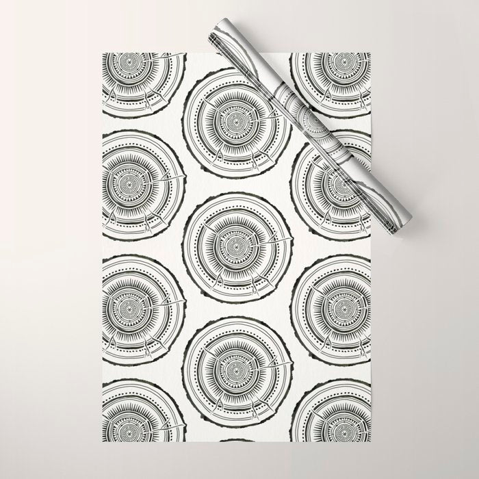 Quaking Aspen - Black Tree Rings Wrapping Paper Gallery Image 1
