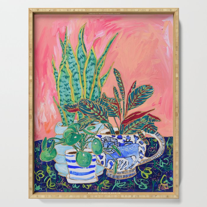Pink Indoor Plant Still Life with Lion x The Sill Serving Tray Gallery Image 1
