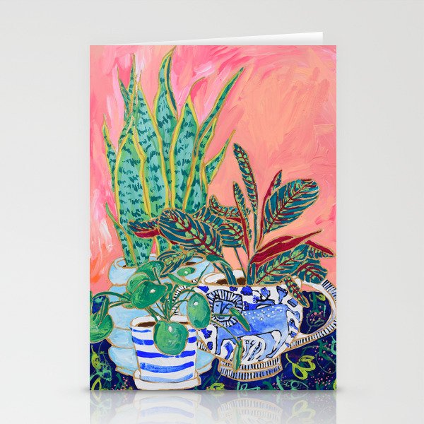 Pink Indoor Plant Still Life with Lion x The Sill Stationery Card Gallery Image 2
