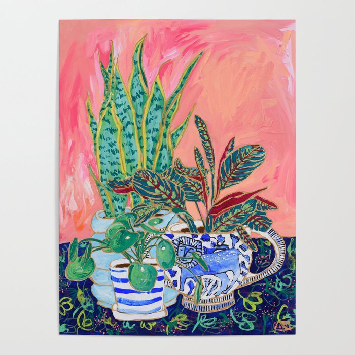 Pink Indoor Plant Still Life with Lion x The Sill Poster Gallery Image 4