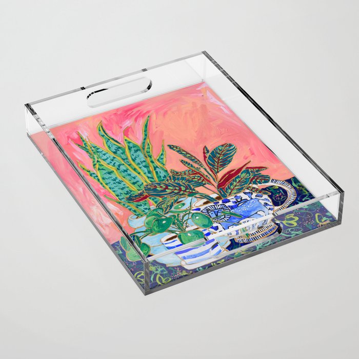 Pink Indoor Plant Still Life with Lion x The Sill Acrylic Tray Gallery Image 1