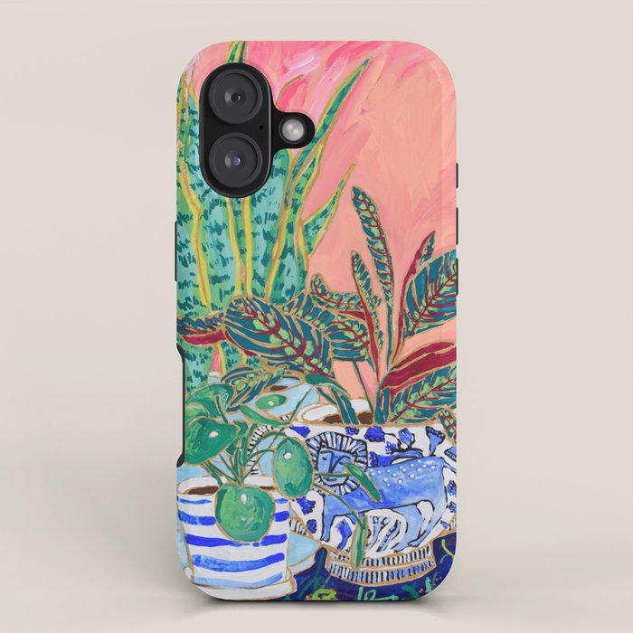 Pink Indoor Plant Still Life with Lion x The Sill iPhone Case Gallery Image 1
