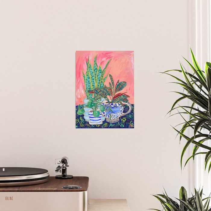 Pink Indoor Plant Still Life with Lion x The Sill Poster Gallery Image 2
