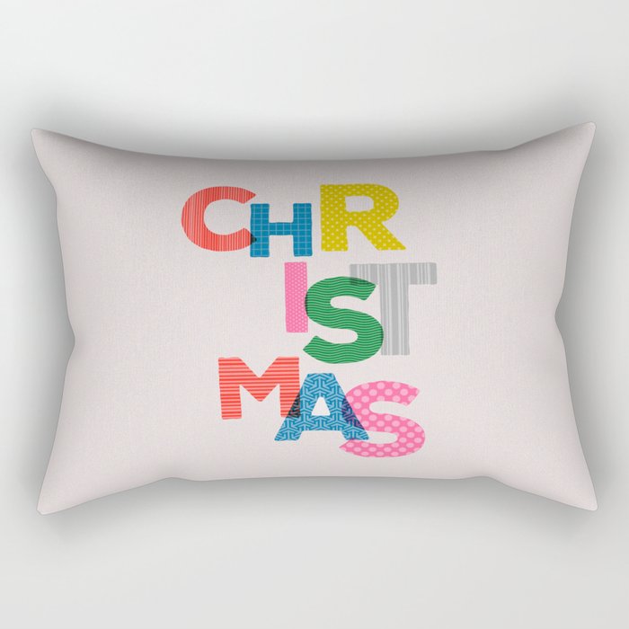 Christmas colorful typography Rectangular Pillow Gallery Image 1