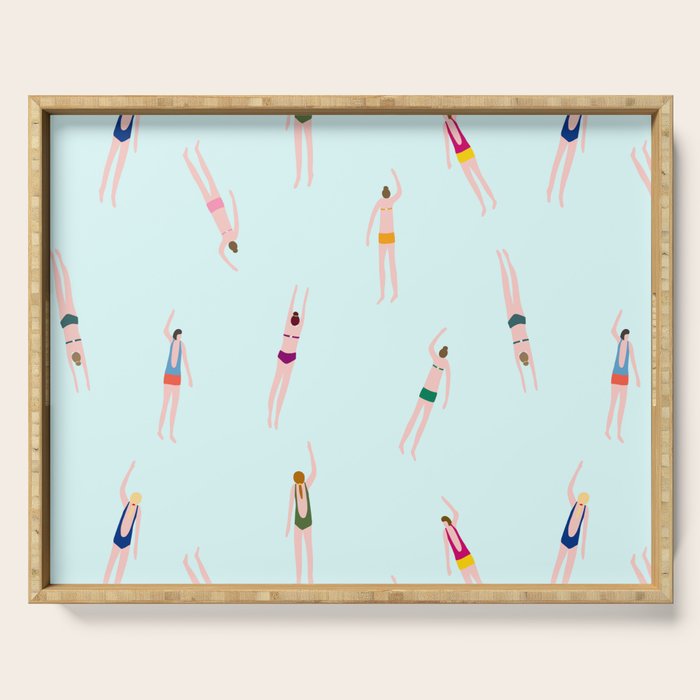Swimmers in the pool Serving Tray Gallery Image 1