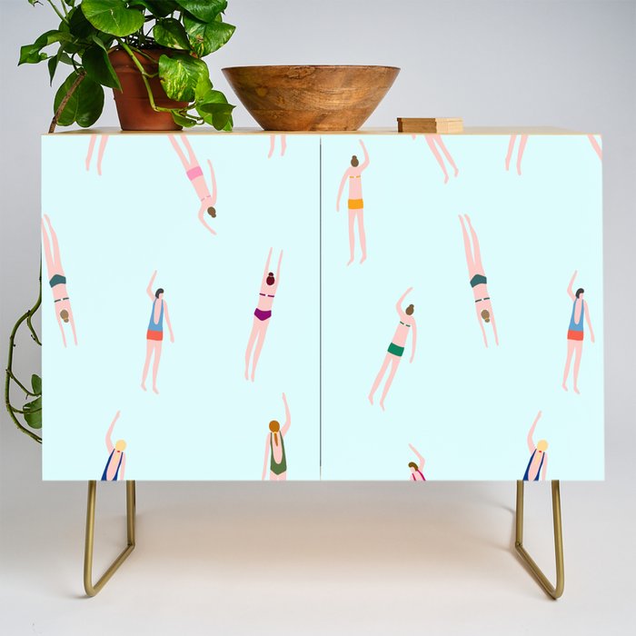 Swimmers in the pool Credenza Gallery Image 1