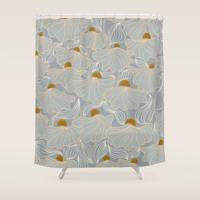 calming essentials Natural flow meadow misty Shower Curtain Gallery Image 1
