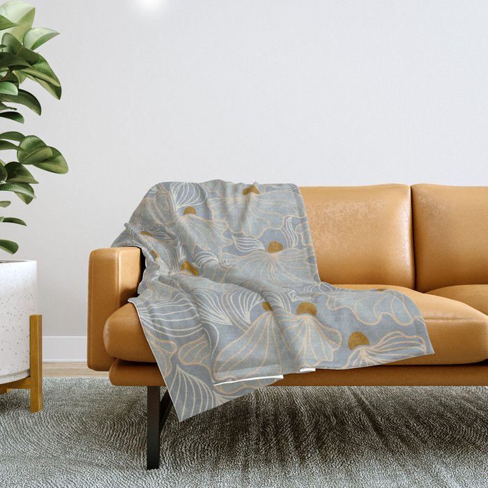 calming essentials Natural flow meadow misty Throw Blanket Gallery Image 1