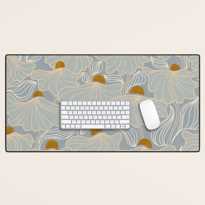 calming essentials Natural flow meadow misty Desk Mat Gallery Image 1