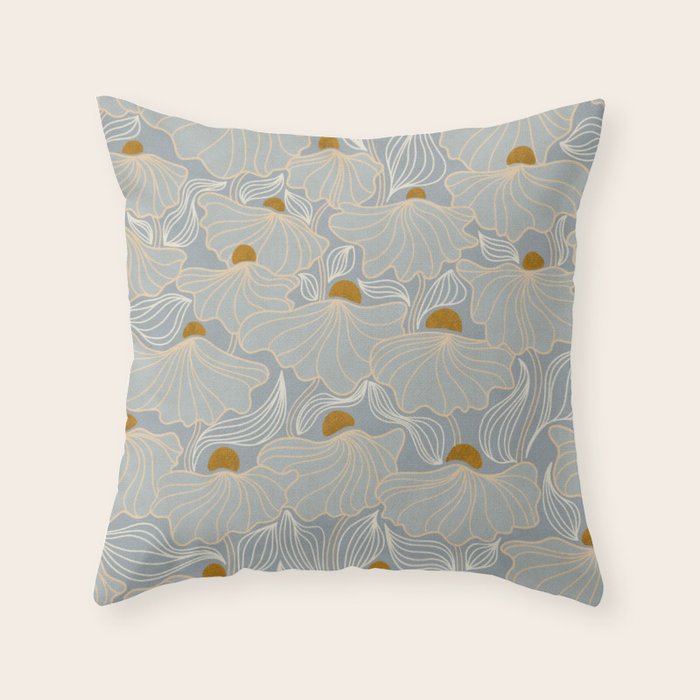 calming essentials Natural flow meadow misty Throw Pillow Gallery Image 6