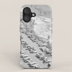 Beach Day in Italy | Black and White Travel Photography in Europe Art Print | Summer on the Coast in Naples iPhone Case Gallery Image 1