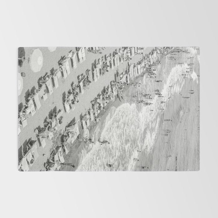Beach Day in Italy | Black and White Travel Photography in Europe Art Print | Summer on the Coast in Naples Rug Gallery Image 2