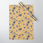 Four-leaf Flower Pattern / Yellow & Blue Wrapping Paper Gallery Image 1