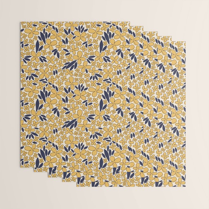 Four-leaf Flower Pattern / Yellow & Blue Wrapping Paper Gallery Image 3