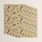 Four-leaf Flower Pattern / Yellow & Blue Wrapping Paper Gallery Image 3