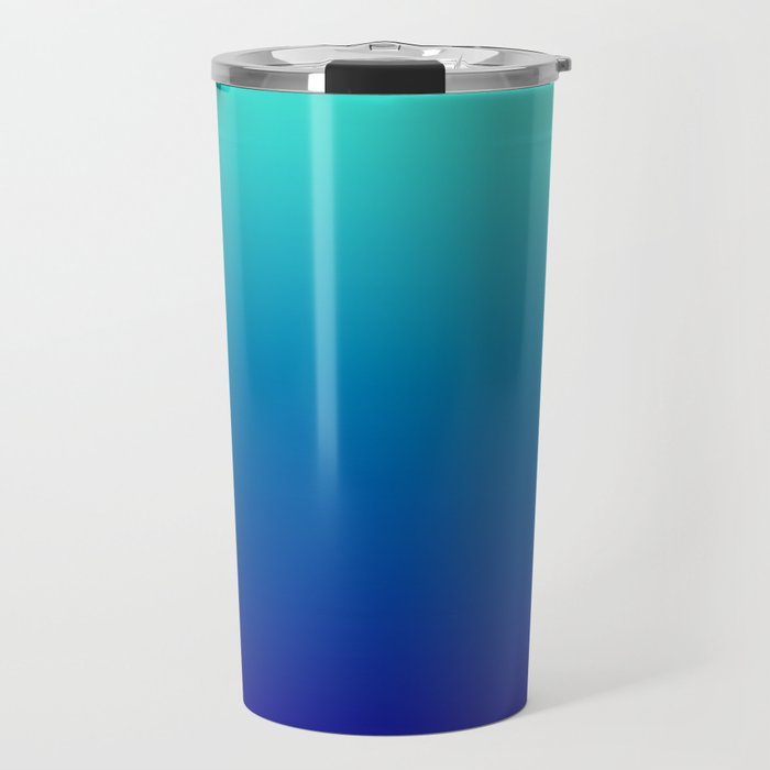 Turquoise Ultramarine Blue Gradient Travel Mug Gallery Image 1