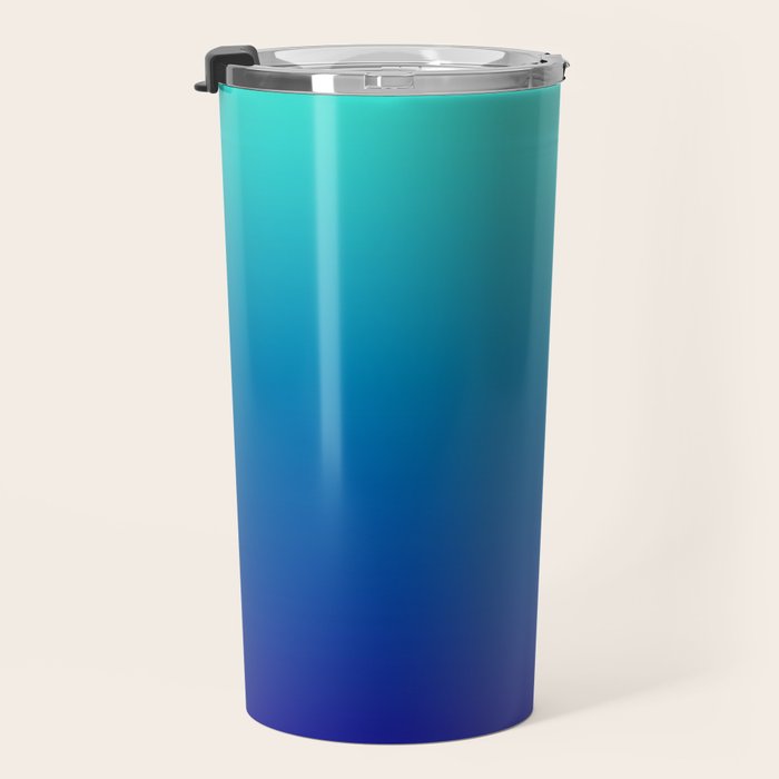 Turquoise Ultramarine Blue Gradient Travel Mug Gallery Image 3