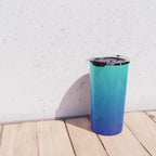 Turquoise Ultramarine Blue Gradient Travel Mug Gallery Image 4