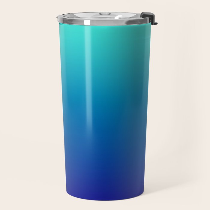 Turquoise Ultramarine Blue Gradient Travel Mug Gallery Image 2