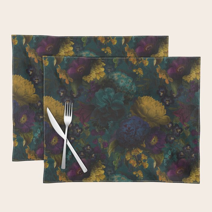 Before Midnight Blue Hour Vintage Flowers Garden Placemat Gallery Image 1