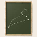 Leo Zodiac Star Constellation Line Art Moss Green Serving Tray Gallery Image 1