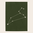 Leo Zodiac Star Constellation Line Art Moss Green Poster Gallery Image 4