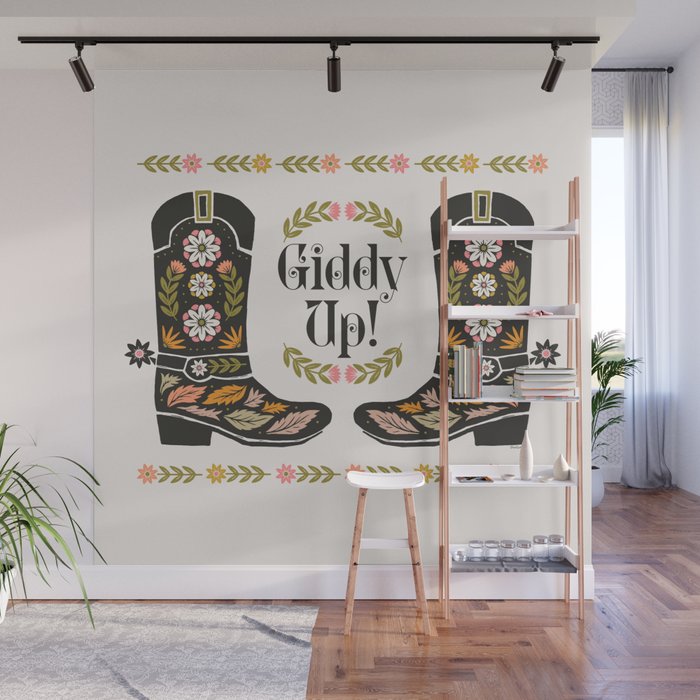 Giddy Up - Cowgirl Boot Wall Mural Gallery Image 1