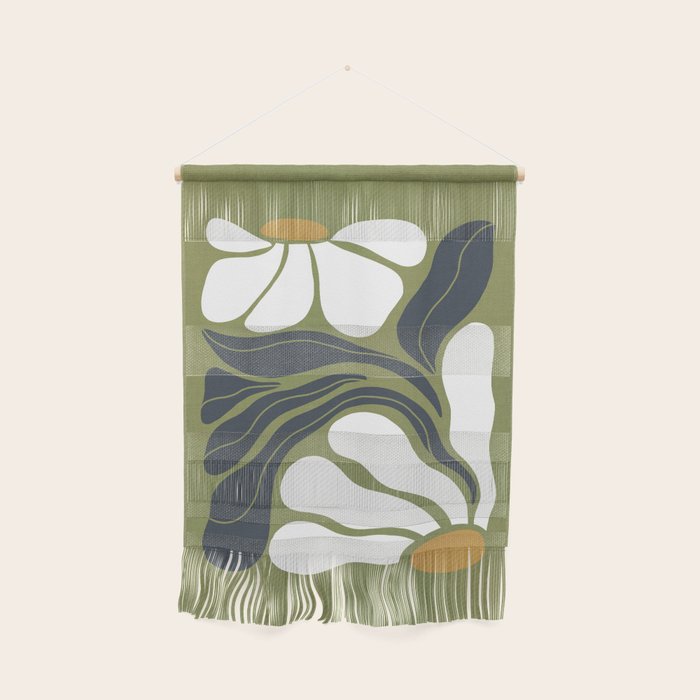 Modern Boho Art Nouveau Floral 3.3 ochre green grey Wall Hanging Gallery Image 1