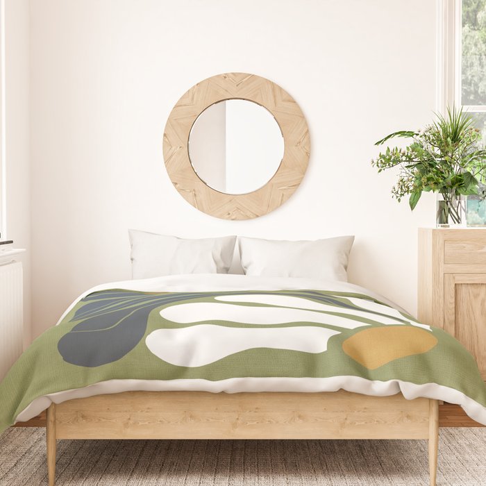 Modern Boho Art Nouveau Floral 3.3 ochre green grey Duvet Cover Gallery Image 3