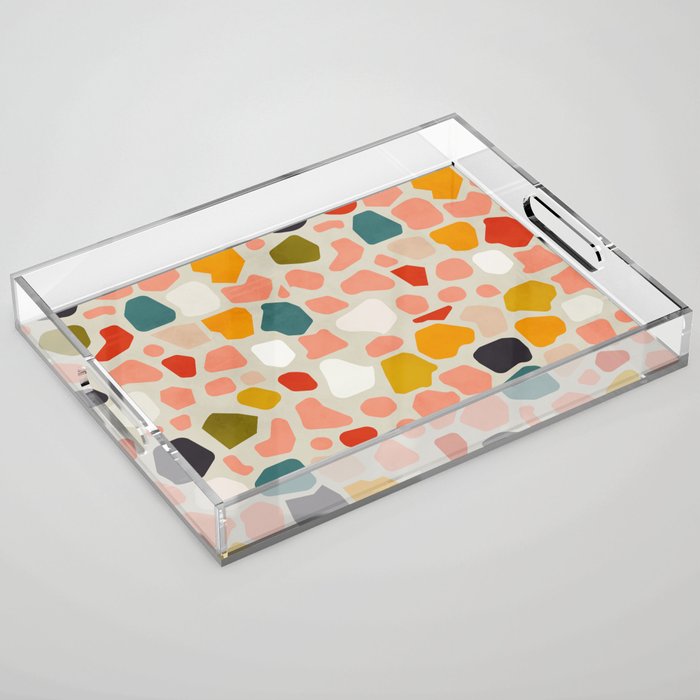 terrazzo mosaic shapes modern Acrylic Tray Gallery Image 1