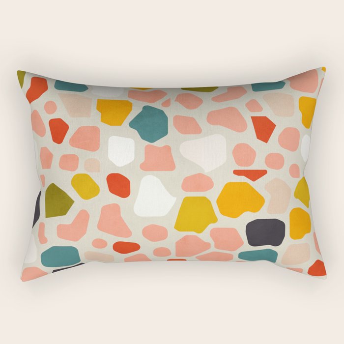 terrazzo mosaic shapes modern Rectangular Pillow Gallery Image 2