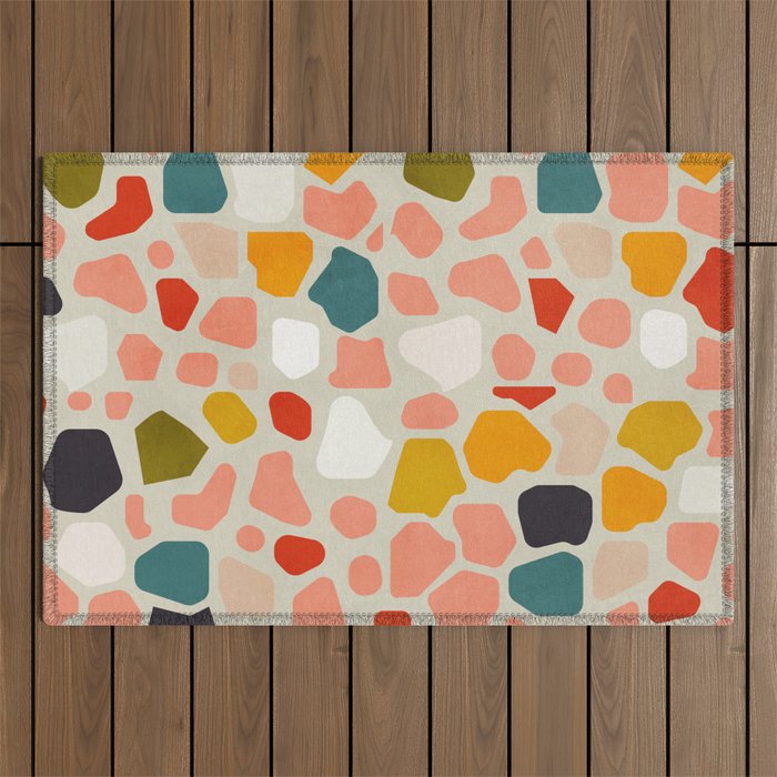 terrazzo mosaic shapes modern Outdoor Rug Gallery Image 1