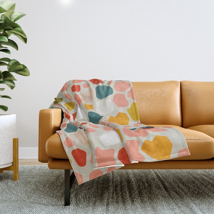 terrazzo mosaic shapes modern Throw Blanket Gallery Image 1
