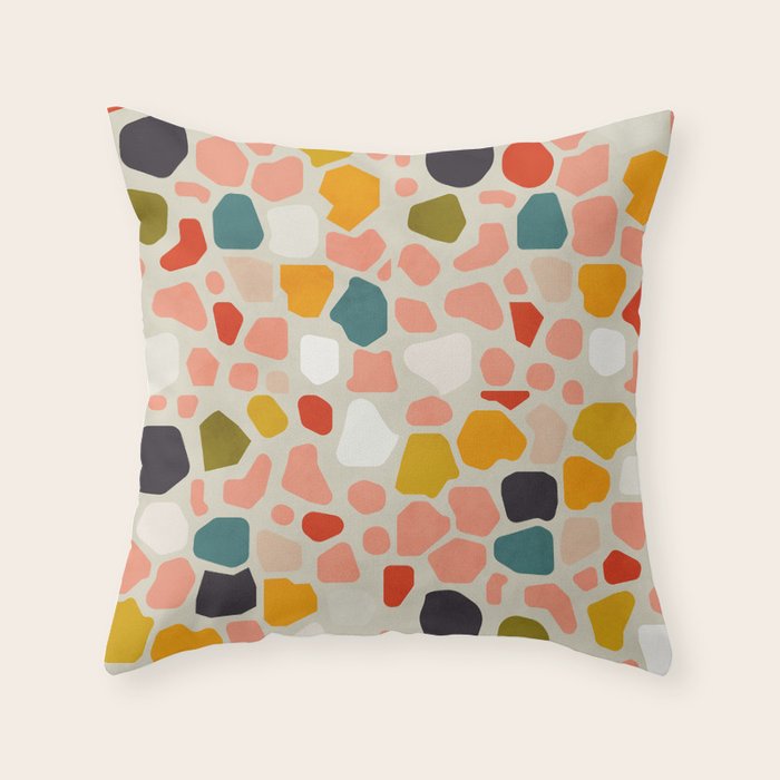 terrazzo mosaic shapes modern Throw Pillow Gallery Image 6