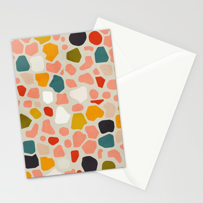 terrazzo mosaic shapes modern Stationery Card Gallery Image 2