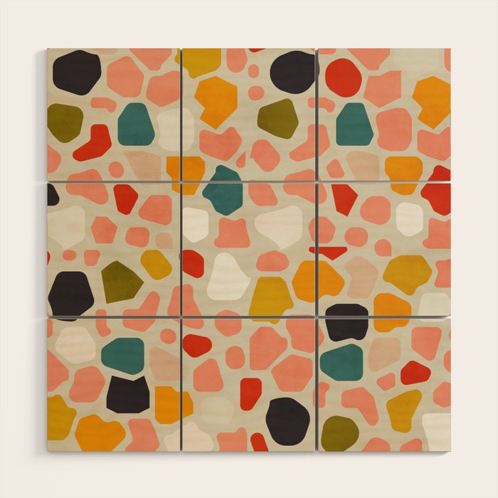 terrazzo mosaic shapes modern Wood Wall Art Gallery Image 1