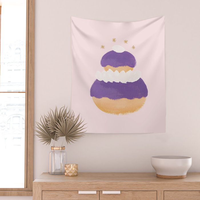 Blueberry Religieuse French Cake Wall Tapestry Gallery Image 2