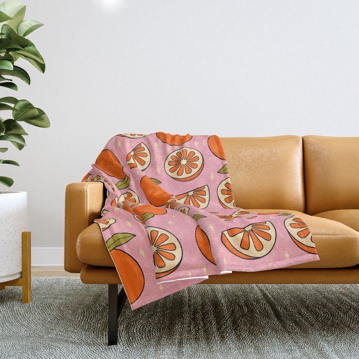 Orange Print Throw Blanket Gallery Image 1