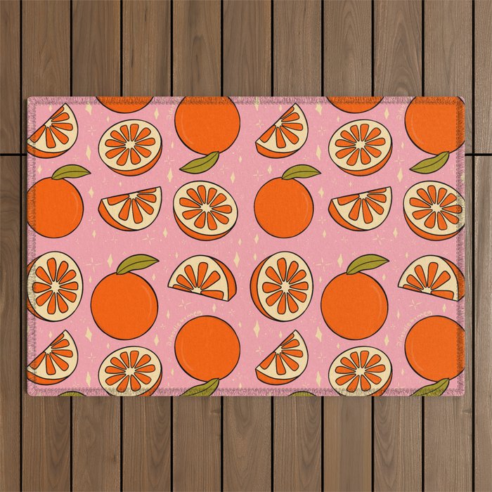 Orange Print Outdoor Rug Gallery Image 1