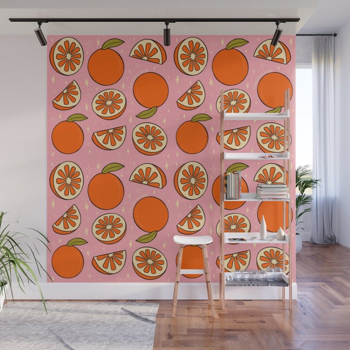 Orange Print Wall Mural Gallery Image 1